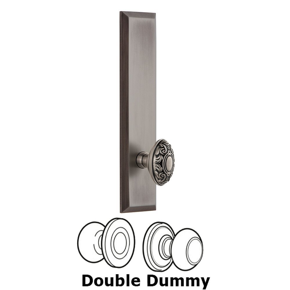 Grandeur Double Dummy Fifth Avenue Tall with Grande Victorian Knob in Antique Pewter
