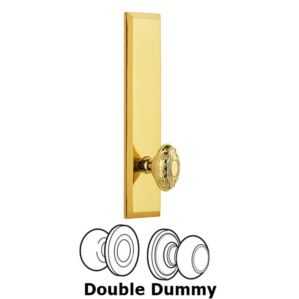 Grandeur Double Dummy Fifth Avenue Tall with Grande Victorian Knob in Polished Brass