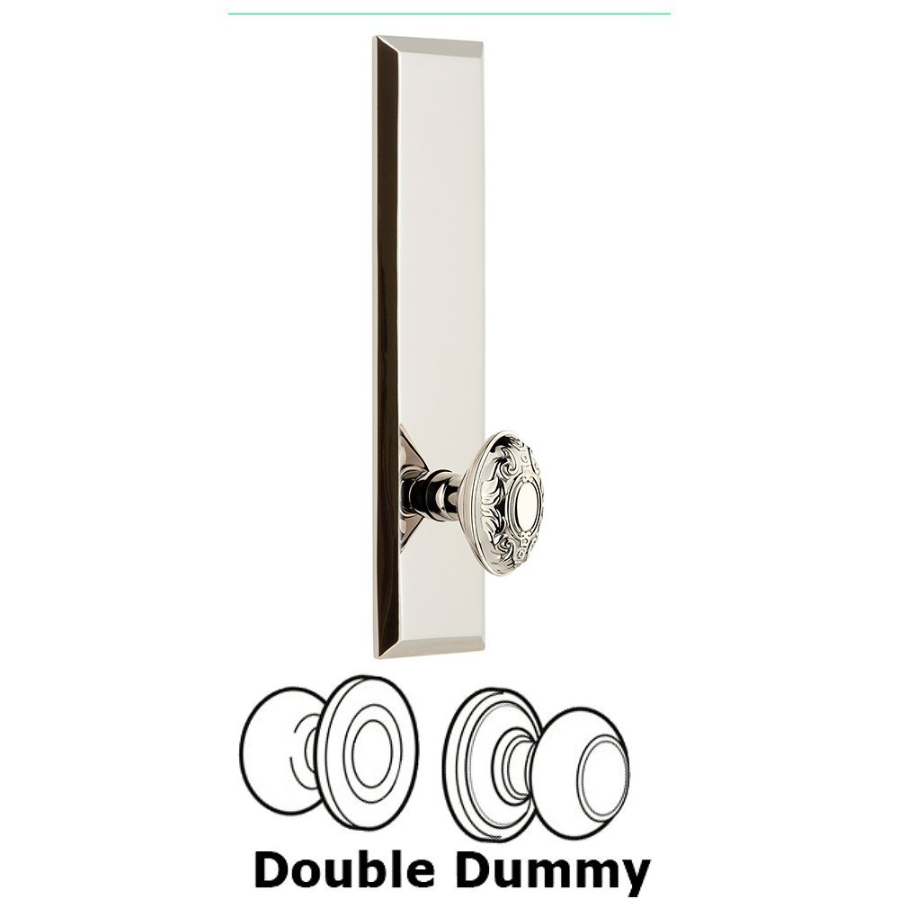 Grandeur Double Dummy Fifth Avenue Tall with Grande Victorian Knob in Polished Nickel