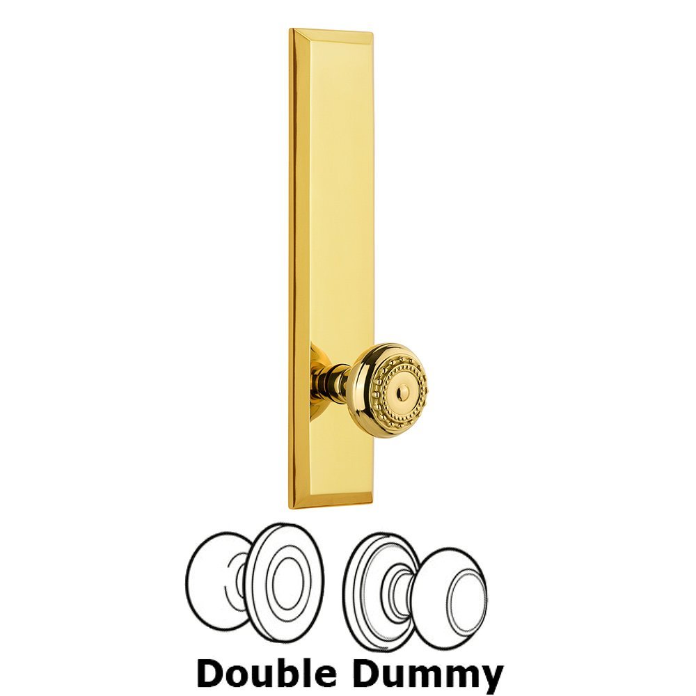 Grandeur Double Dummy Fifth Avenue Tall with Parthenon Knob in Polished Brass