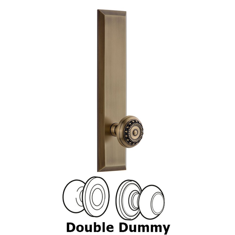 Grandeur Double Dummy Fifth Avenue Tall with Parthenon Knob in Vintage Brass