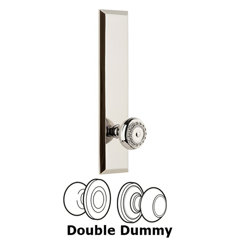 Grandeur Double Dummy Fifth Avenue Tall with Parthenon Knob in Polished Nickel