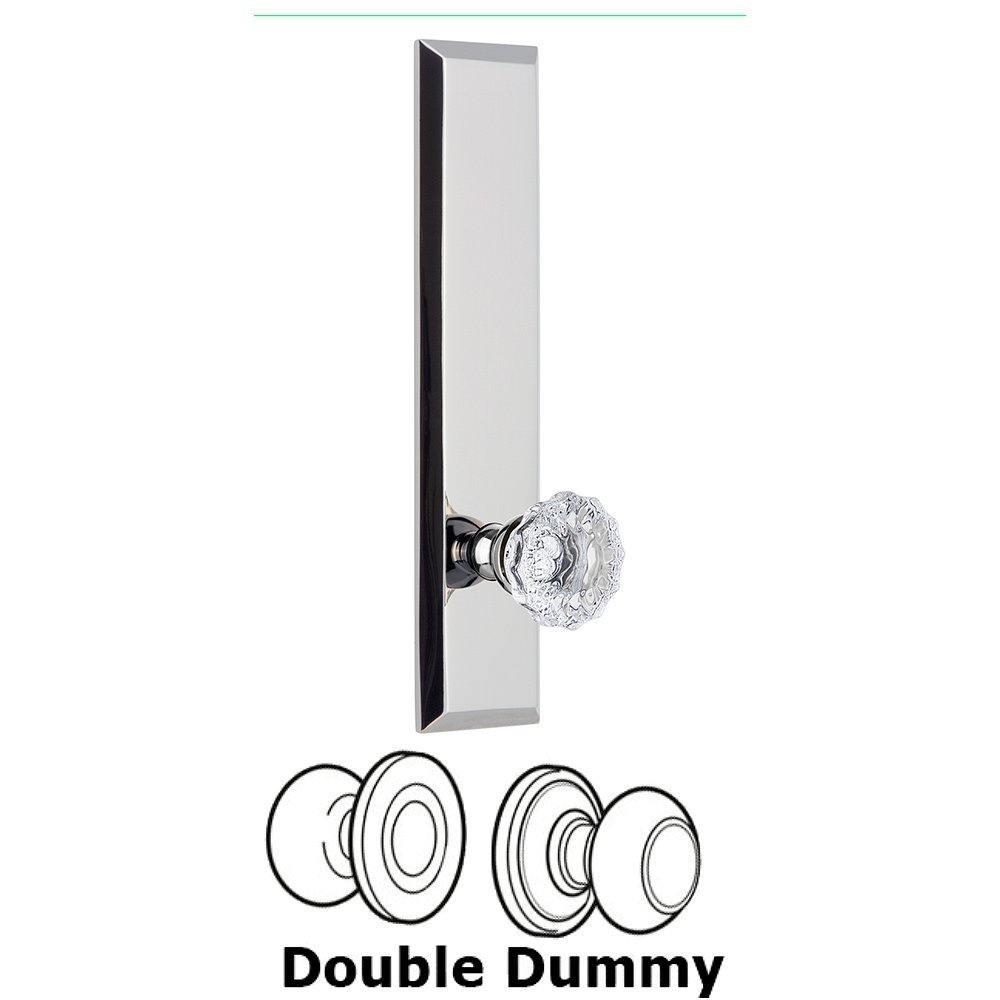 Grandeur Double Dummy Fifth Avenue Tall with Fontainebleau Knob in Bright Chrome