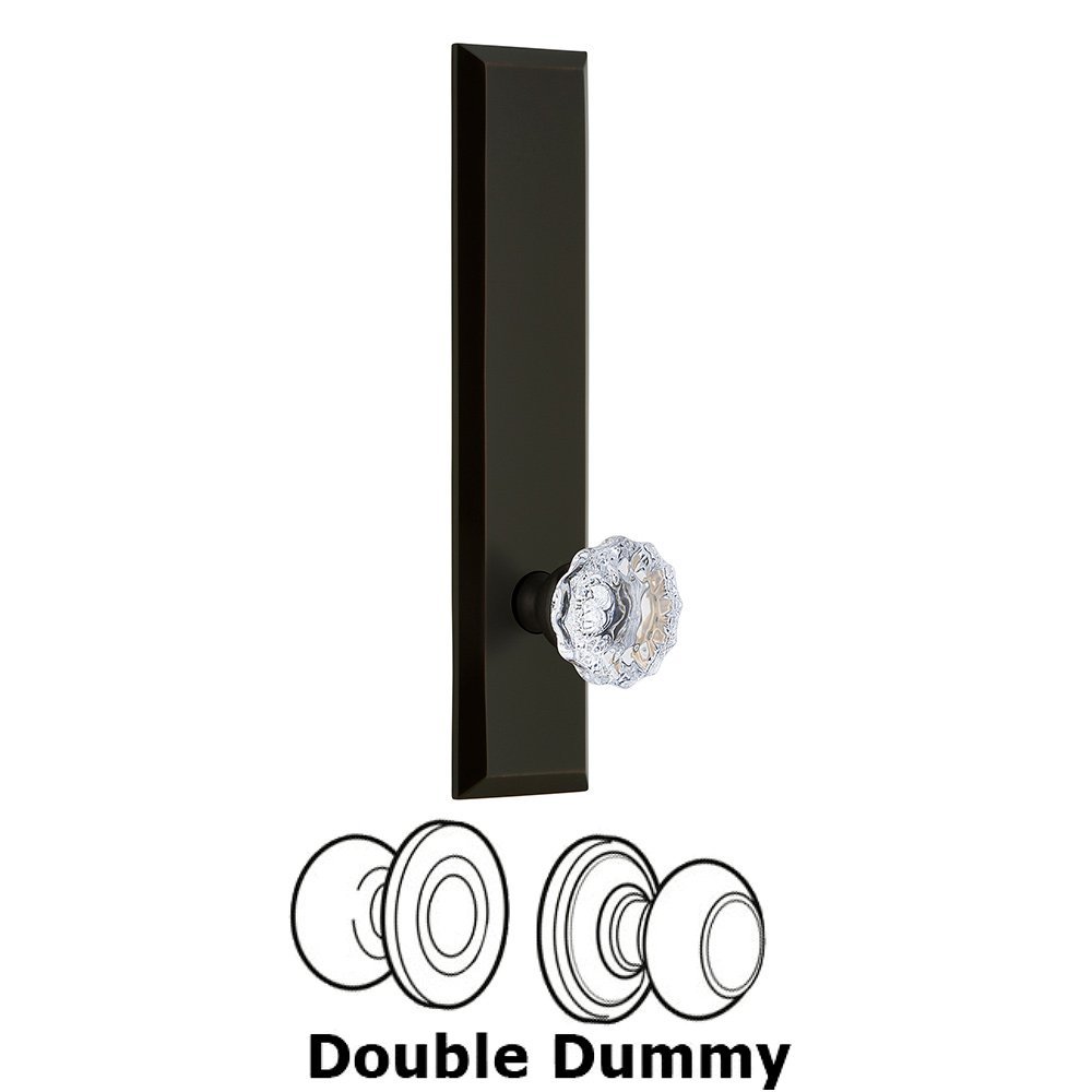 Grandeur Double Dummy Fifth Avenue Tall with Fontainebleau Knob in Timeless Bronze