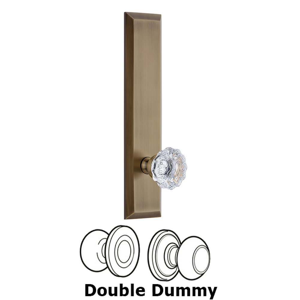 Grandeur Double Dummy Fifth Avenue Tall with Fontainebleau Knob in Vintage Brass