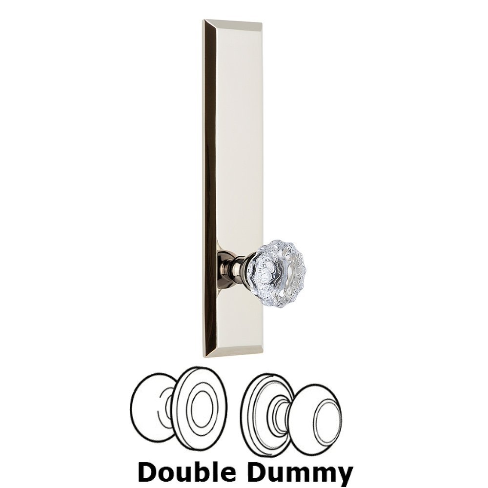 Grandeur Double Dummy Fifth Avenue Tall with Fontainebleau Knob in Polished Nickel