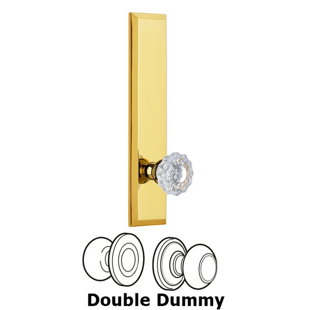 Grandeur Double Dummy Fifth Avenue Tall with Versailles Knob in Polished Brass