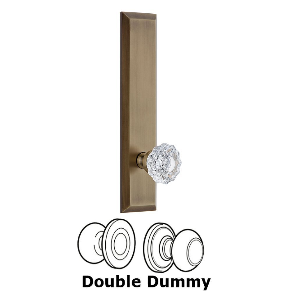Grandeur Double Dummy Fifth Avenue Tall with Versailles Knob in Vintage Brass