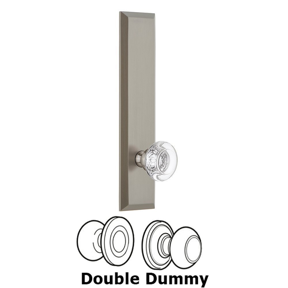 Grandeur Double Dummy Fifth Avenue Tall with Bordeaux Knob in Satin Nickel