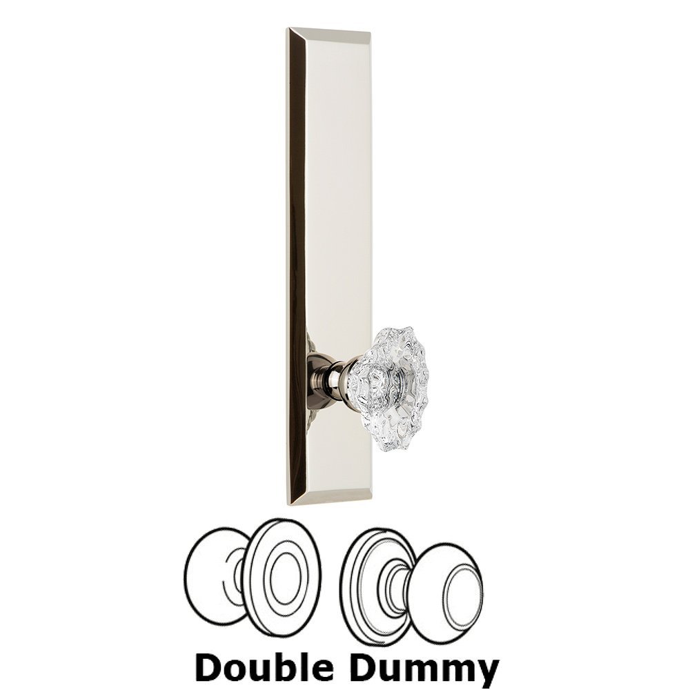 Grandeur Double Dummy Fifth Avenue Tall with Biarritz Knob in Polished Nickel