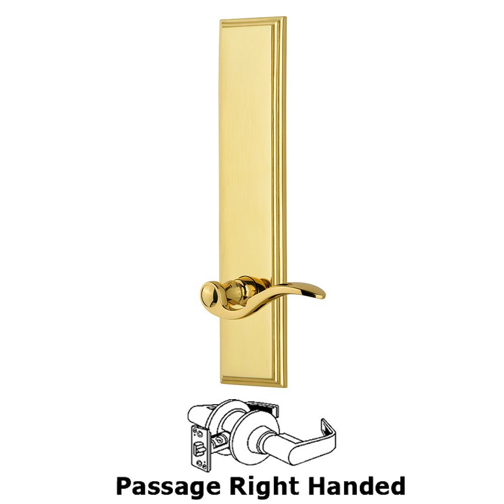 Grandeur Passage Carre Tall Plate with Bellagio Right Handed Lever in Lifetime Brass