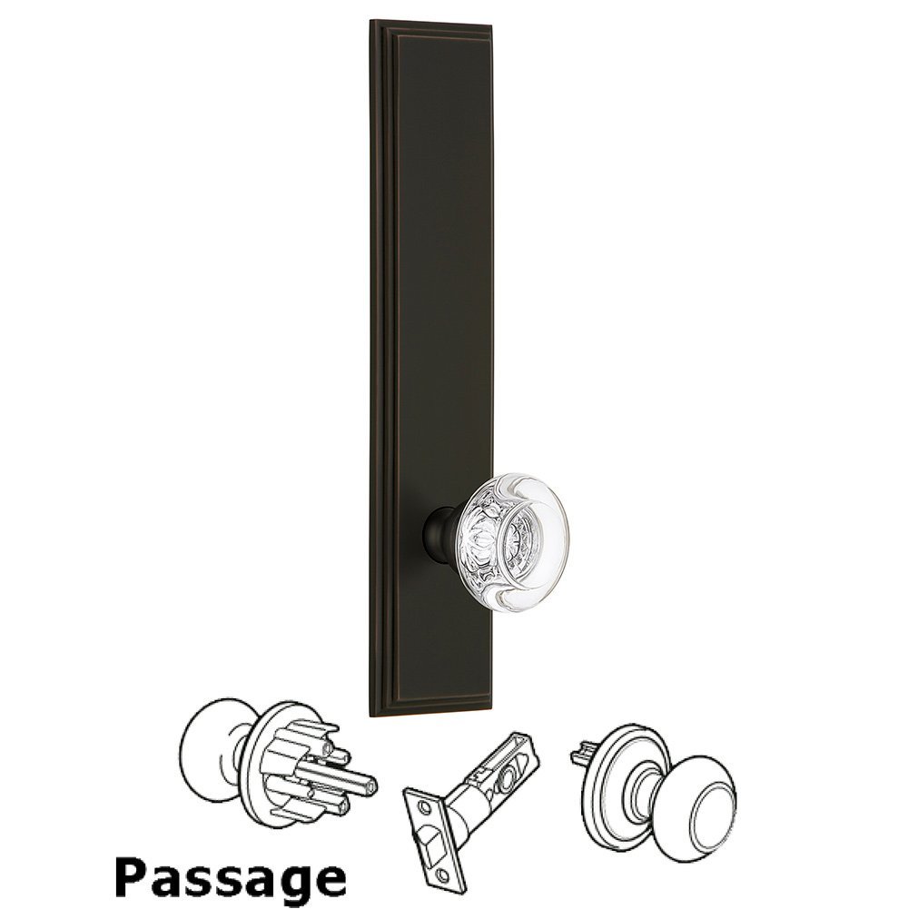 Grandeur Passage Carre Tall Plate with Bordeaux Knob in Timeless Bronze