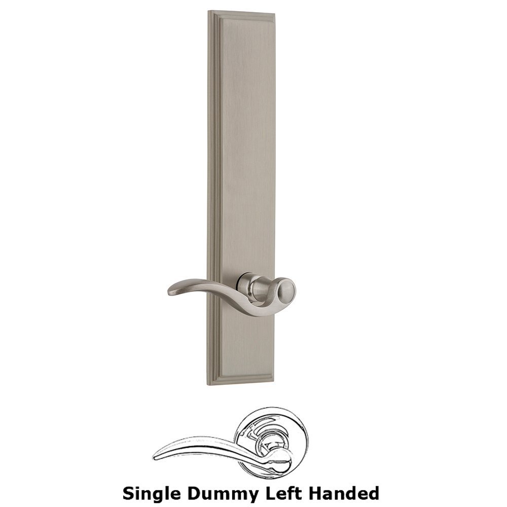 Grandeur Dummy Carre Tall Plate with Bellagio Left Handed Lever in Satin Nickel