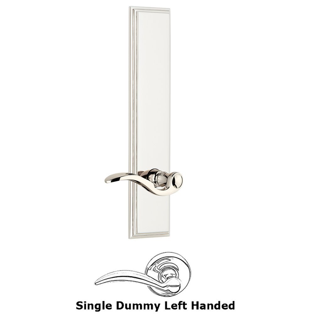 Grandeur Dummy Carre Tall Plate with Bellagio Left Handed Lever in Polished Nickel