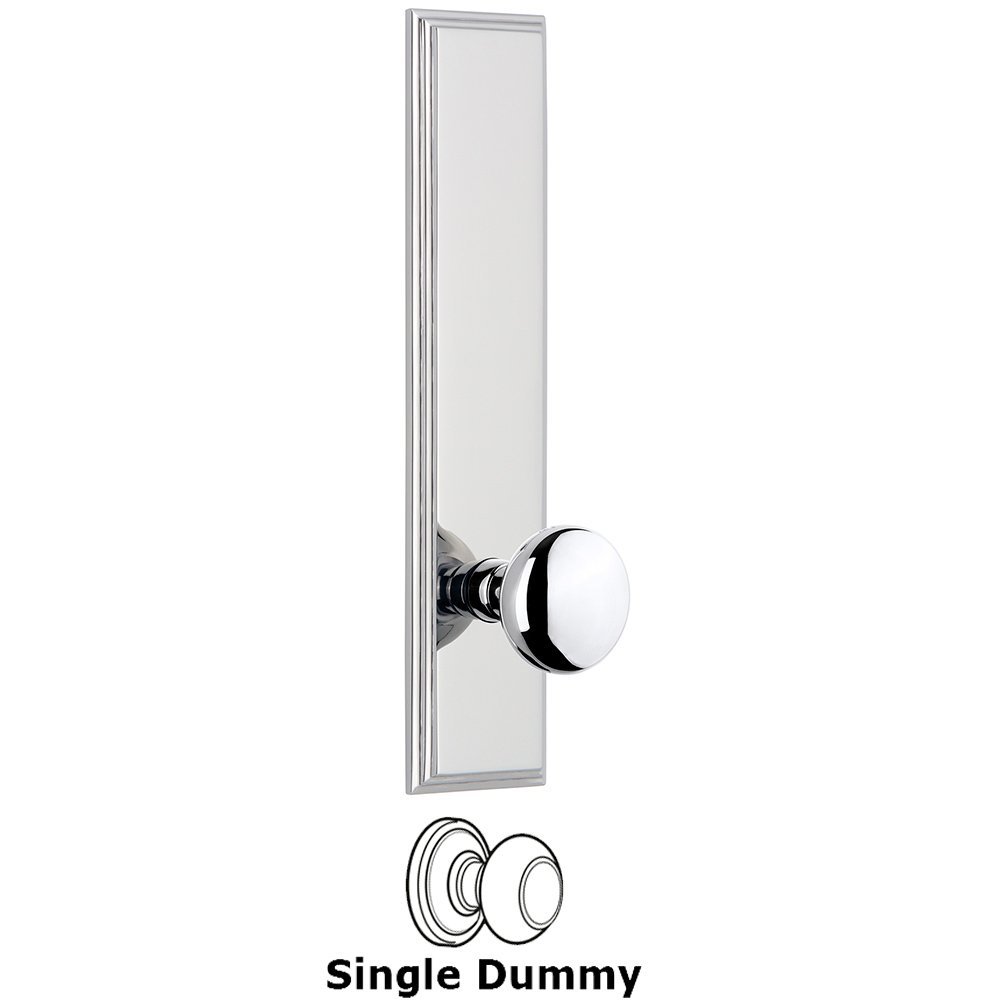 Grandeur Dummy Carre Tall Plate with Fifth Avenue Knob in Bright Chrome