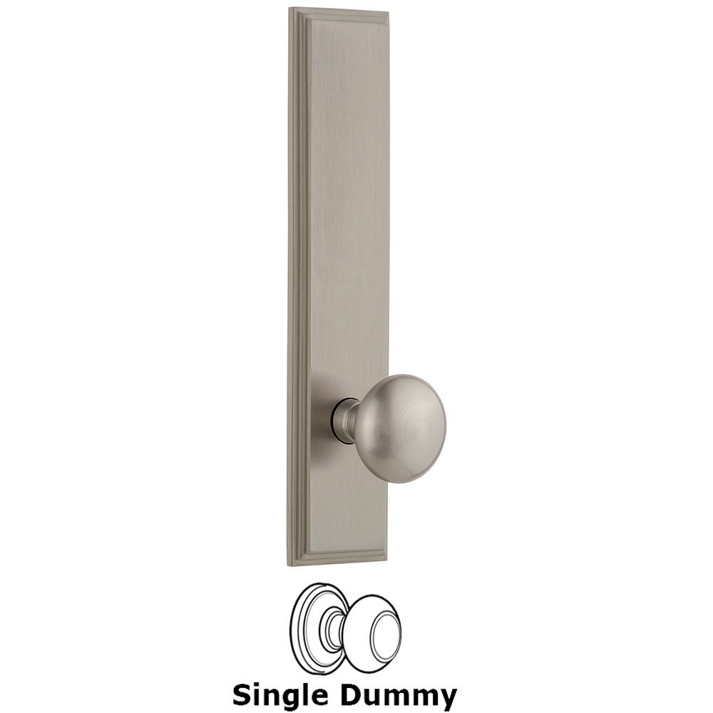 Grandeur Dummy Carre Tall Plate with Fifth Avenue Knob in Satin Nickel