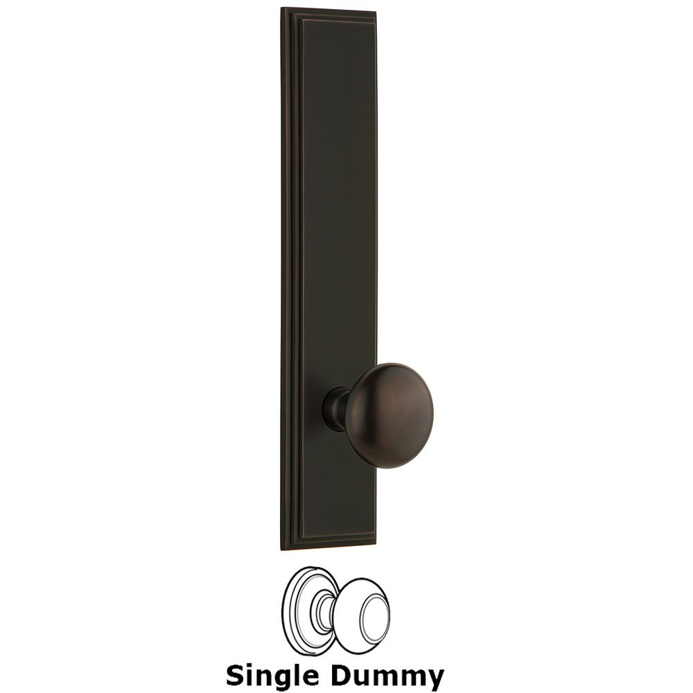 Grandeur Dummy Carre Tall Plate with Fifth Avenue Knob in Timeless Bronze