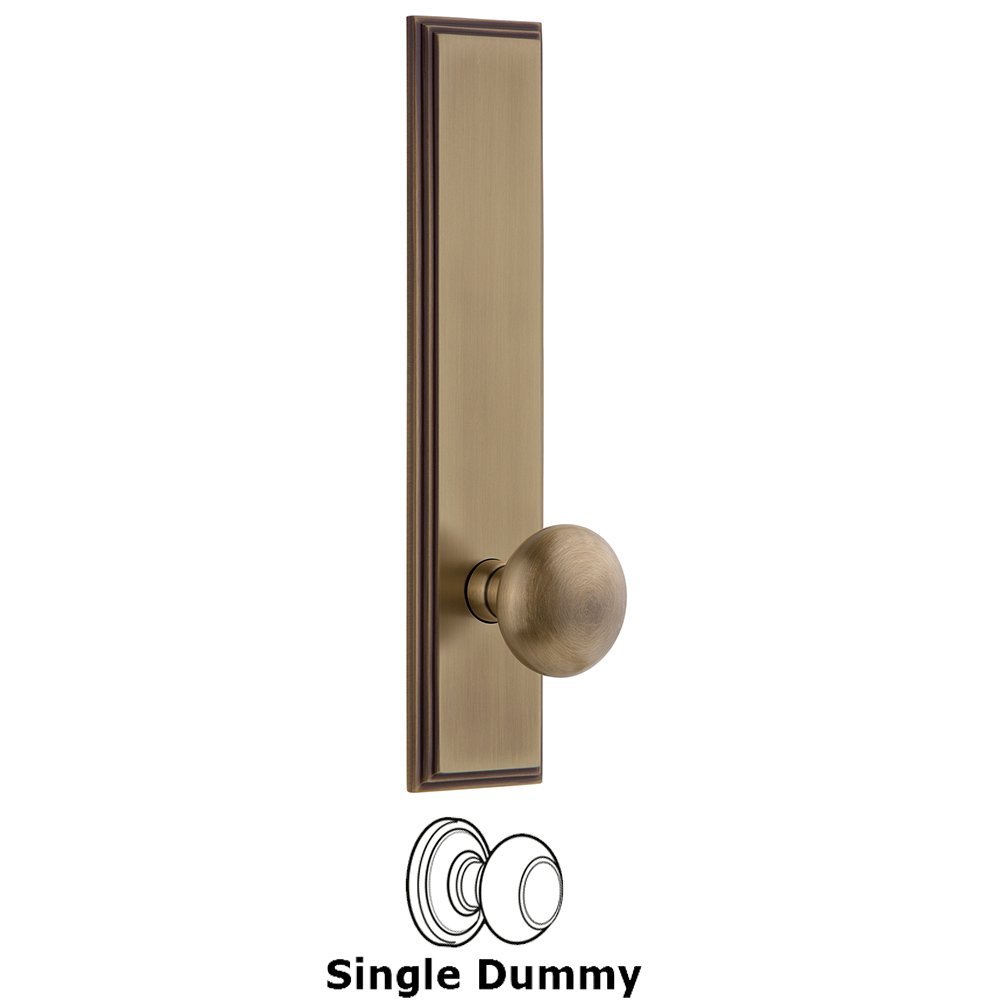 Grandeur Dummy Carre Tall Plate with Fifth Avenue Knob in Vintage Brass