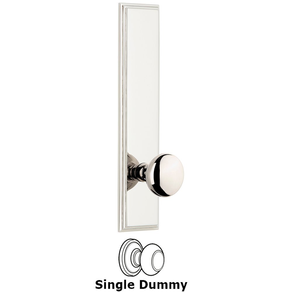 Grandeur Dummy Carre Tall Plate with Fifth Avenue Knob in Polished Nickel