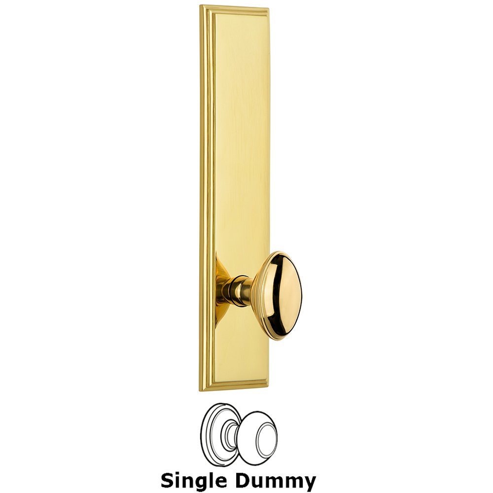 Grandeur Dummy Carre Tall Plate with Eden Prairie Knob in Polished Brass