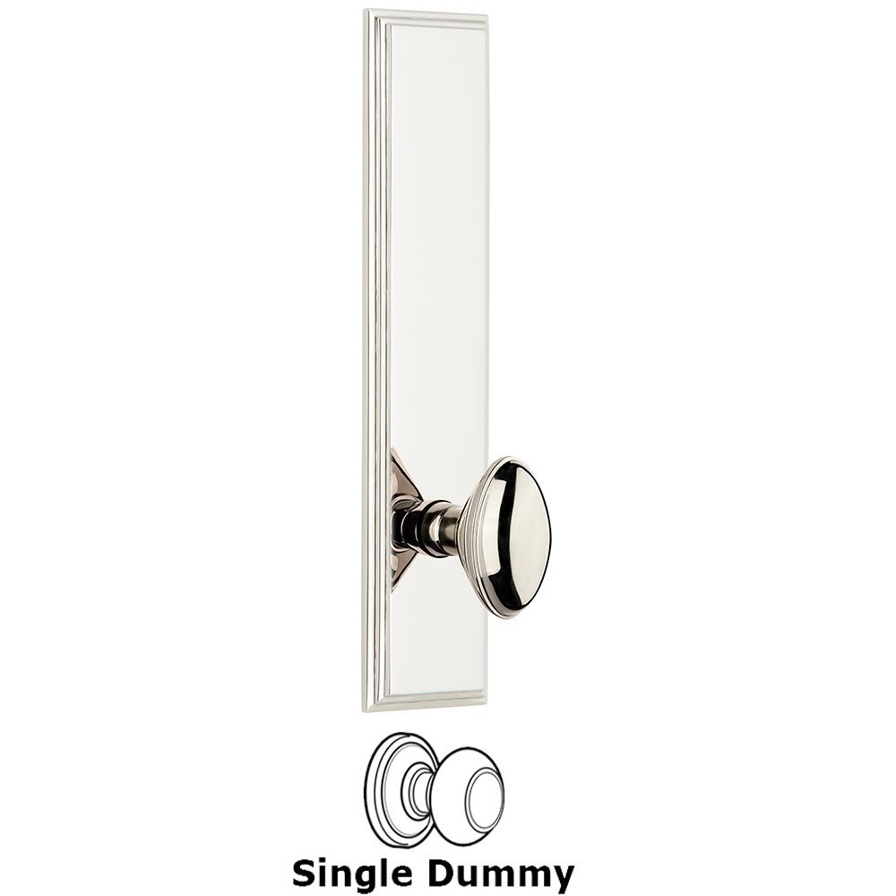 Grandeur Dummy Carre Tall Plate with Eden Prairie Knob in Polished Nickel