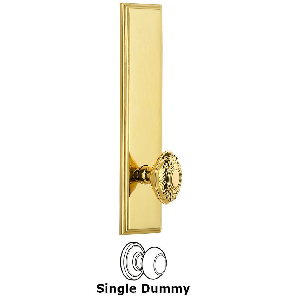Grandeur Dummy Carre Tall Plate with Grande Victorian Knob in Polished Brass