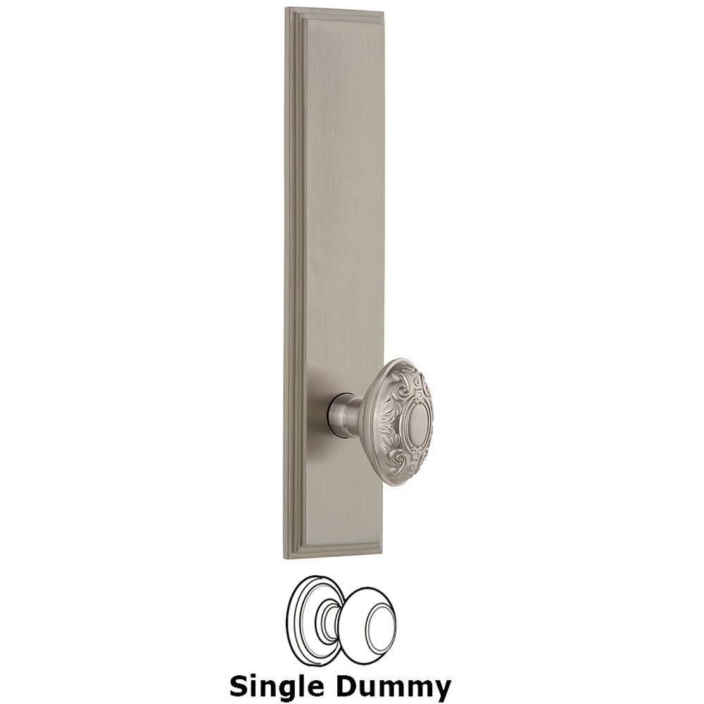 Grandeur Dummy Carre Tall Plate with Grande Victorian Knob in Satin Nickel