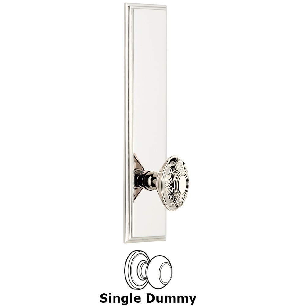 Grandeur Dummy Carre Tall Plate with Grande Victorian Knob in Polished Nickel