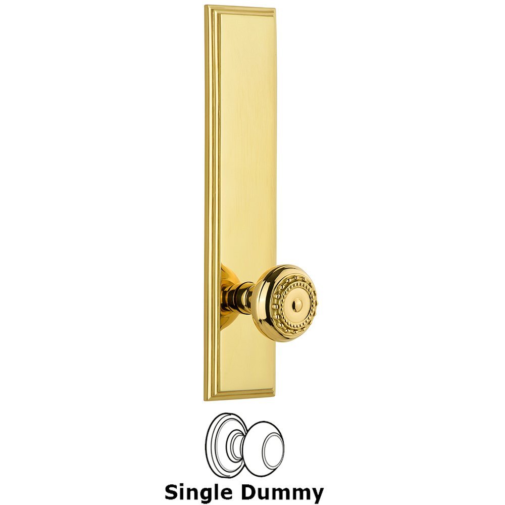Grandeur Dummy Carre Tall Plate with Parthenon Knob in Polished Brass