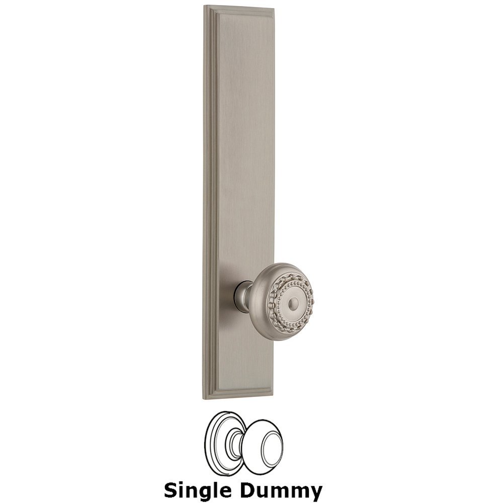 Grandeur Dummy Carre Tall Plate with Parthenon Knob in Satin Nickel