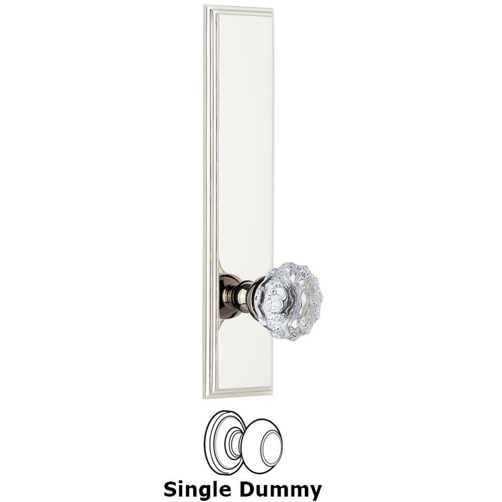 Grandeur Dummy Carre Tall Plate with Fontainebleau Knob in Polished Nickel