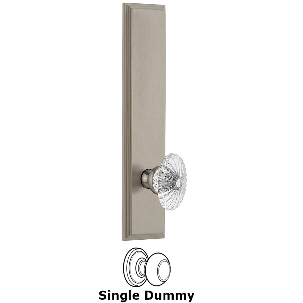 Grandeur Dummy Carre Tall Plate with Burgundy Knob in Satin Nickel