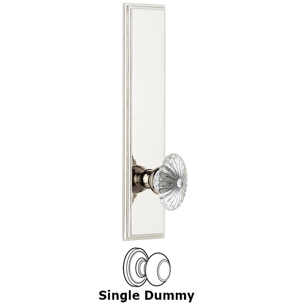 Grandeur Dummy Carre Tall Plate with Burgundy Knob in Polished Nickel