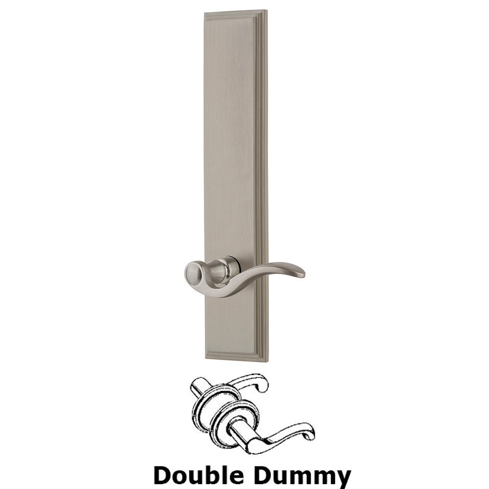 Grandeur Double Dummy Carre Tall Plate with Bellagio Lever in Satin Nickel