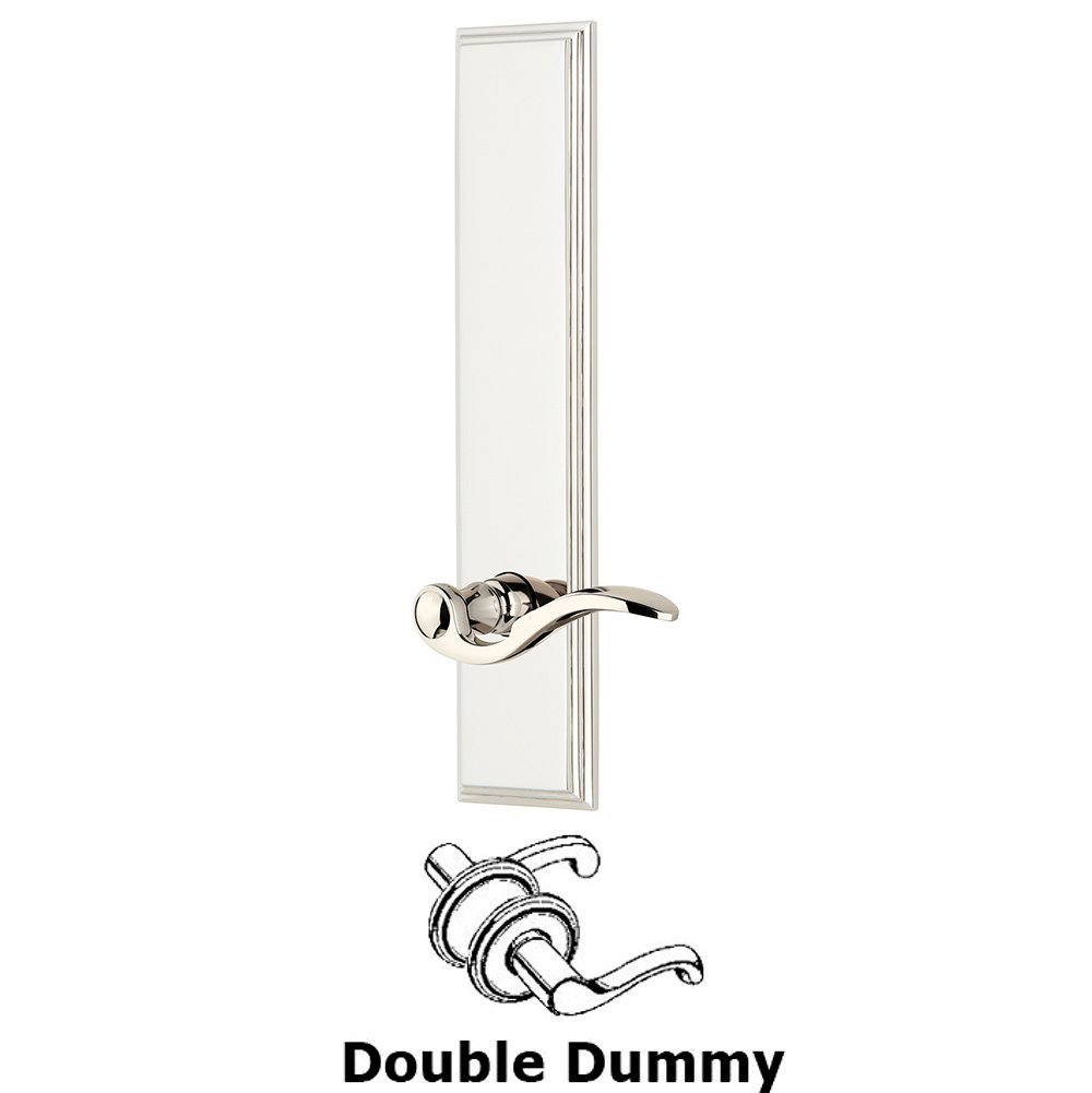 Grandeur Double Dummy Carre Tall Plate with Bellagio Lever in Polished Nickel