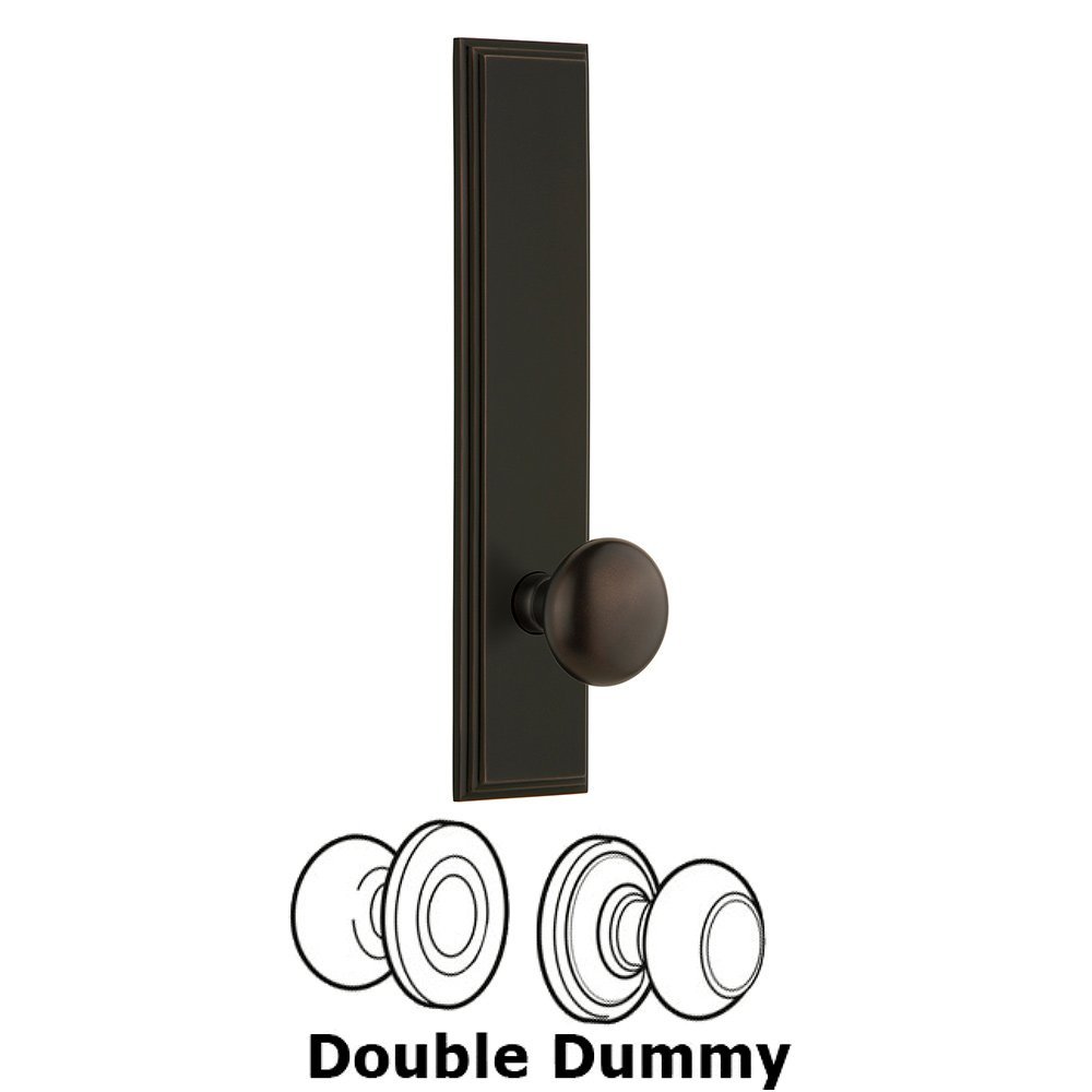 Grandeur Double Dummy Carre Tall Plate with Fifth Avenue Knob in Timeless Bronze