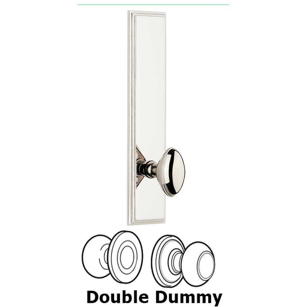 Grandeur Double Dummy Carre Tall Plate with Eden Prairie Knob in Polished Nickel
