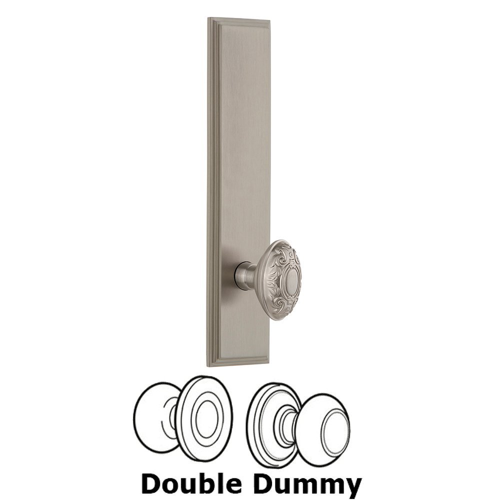 Grandeur Double Dummy Carre Tall Plate with Grande Victorian Knob in Satin Nickel