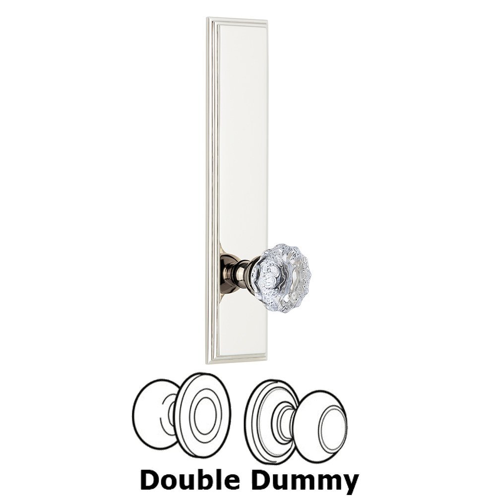 Grandeur Double Dummy Carre Tall Plate with Fontainebleau Knob in Polished Nickel