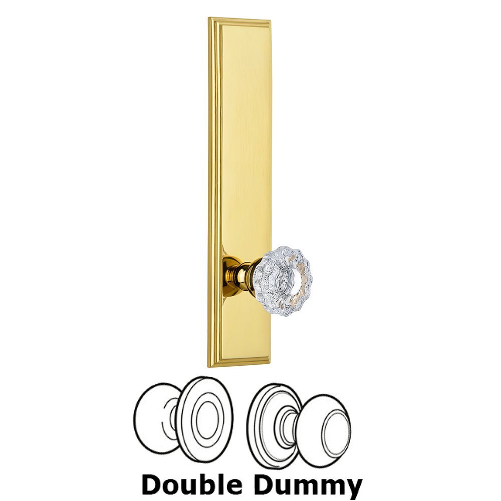 Grandeur Double Dummy Carre Tall Plate with Versailles Knob in Polished Brass