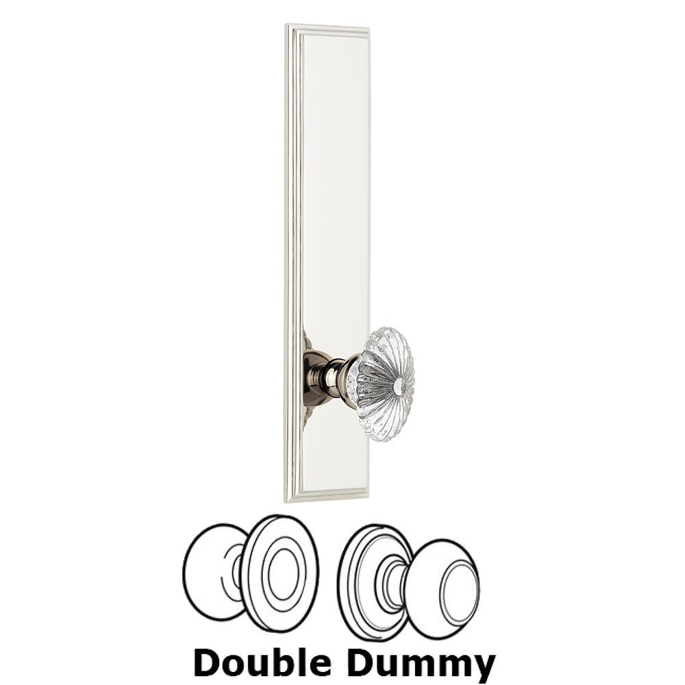 Grandeur Double Dummy Carre Tall Plate with Burgundy Knob in Polished Nickel