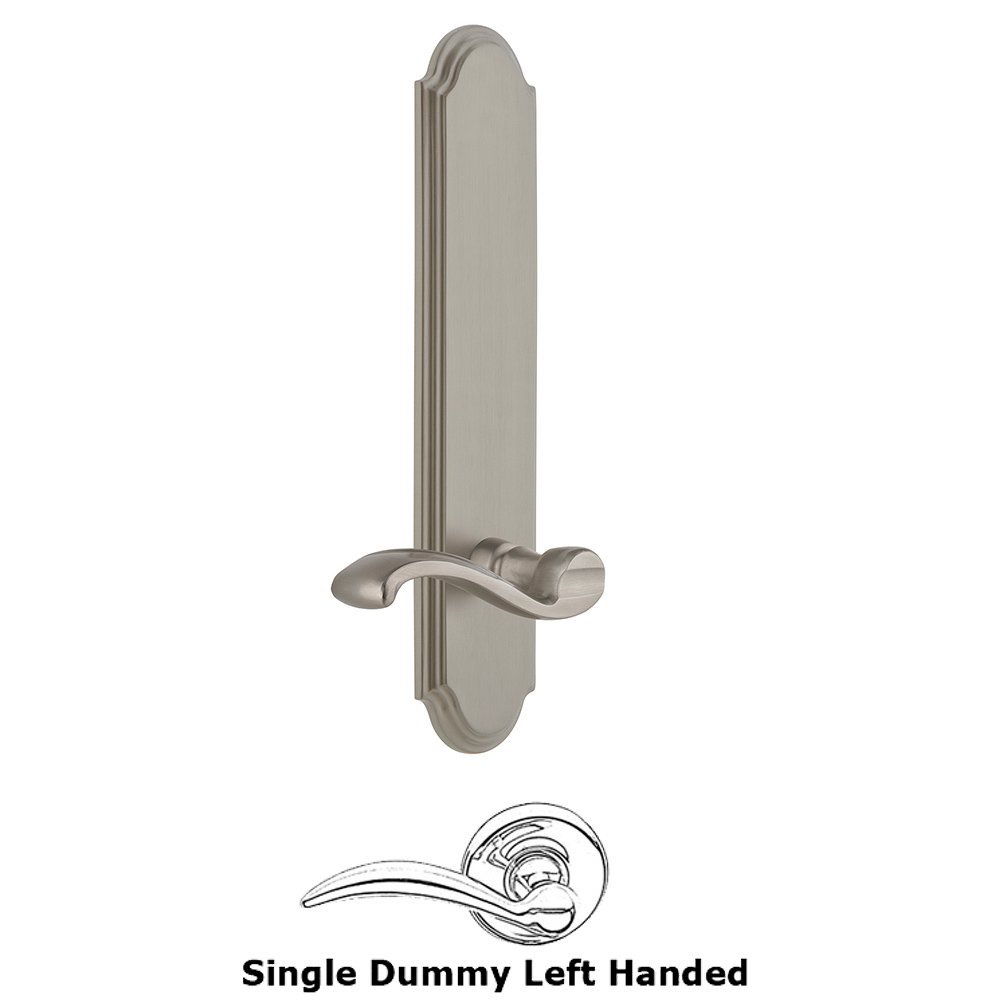 Grandeur Tall Plate Dummy with Portofino Left Handed Lever in Satin Nickel