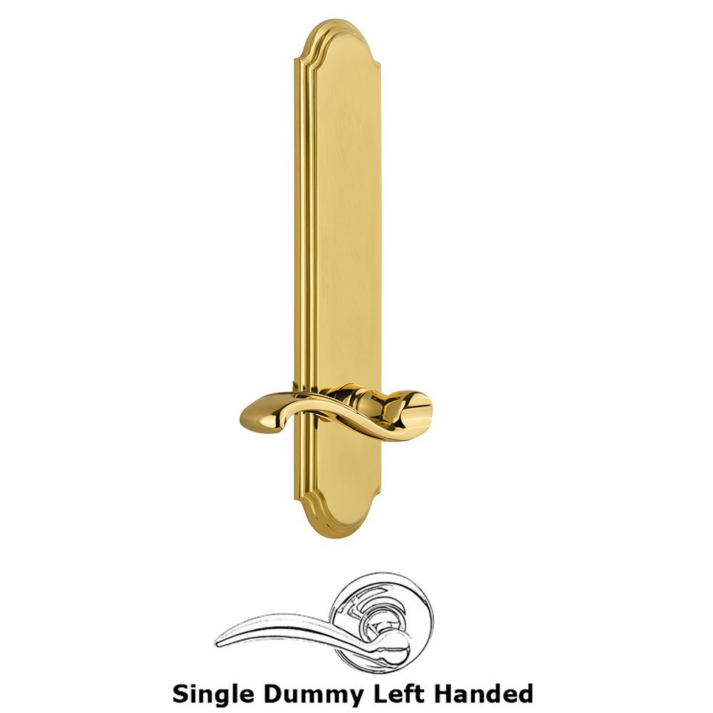 Grandeur Tall Plate Dummy with Portofino Left Handed Lever in Lifetime Brass
