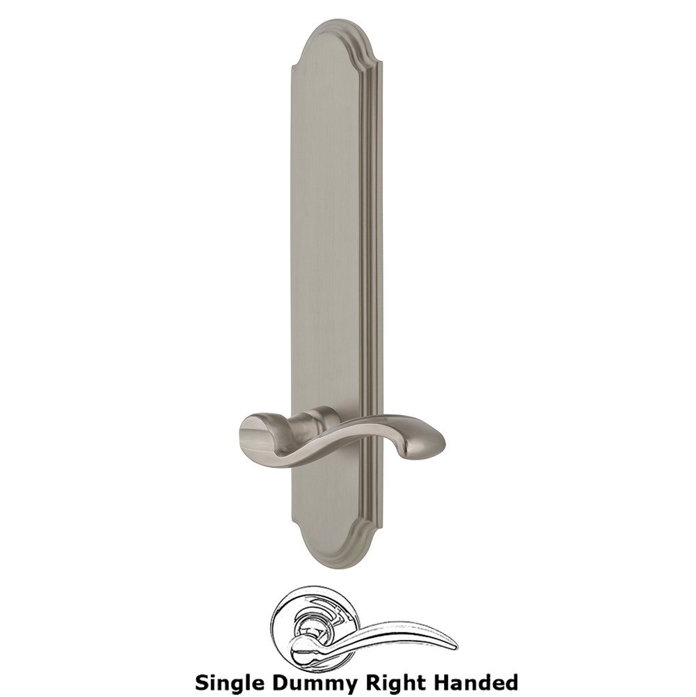 Grandeur Tall Plate Dummy with Portofino Right Handed Lever in Satin Nickel