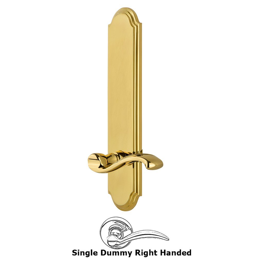 Grandeur Tall Plate Dummy with Portofino Right Handed Lever in Lifetime Brass