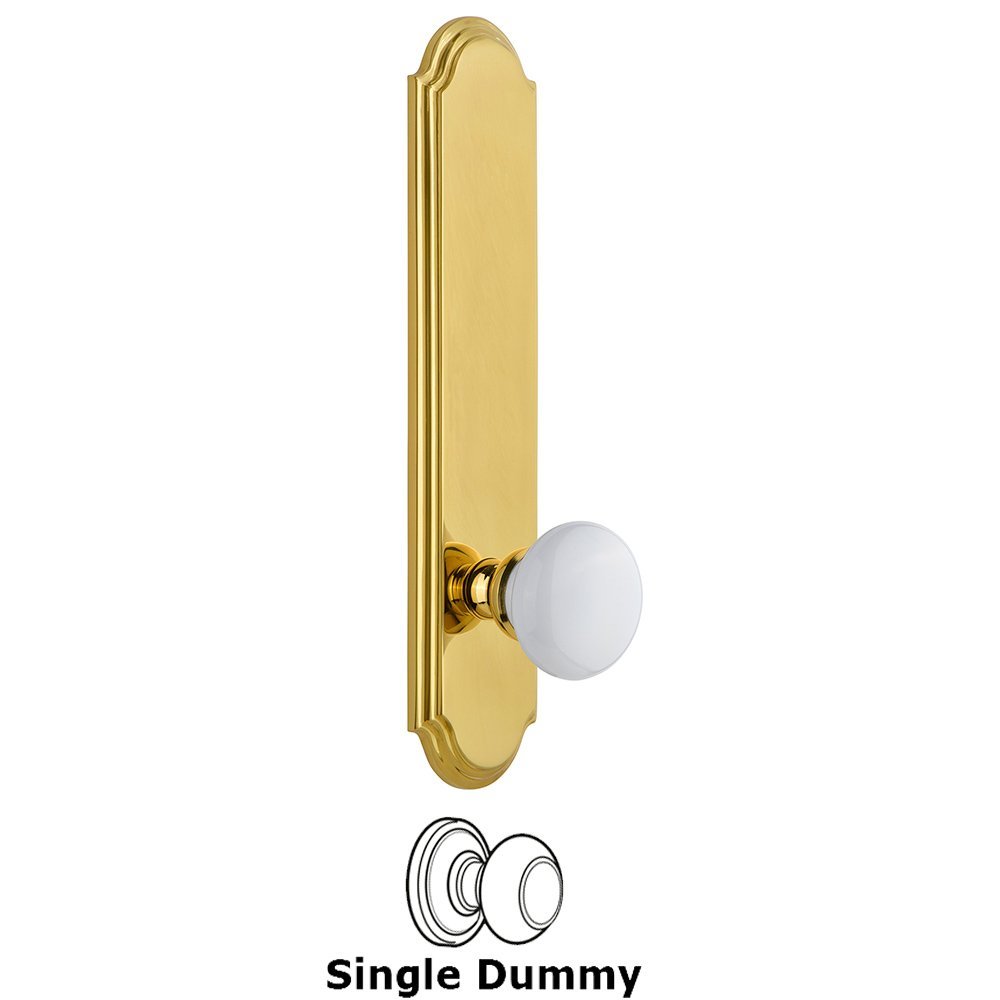 Grandeur Tall Plate Dummy with Hyde Park Knob in Polished Brass