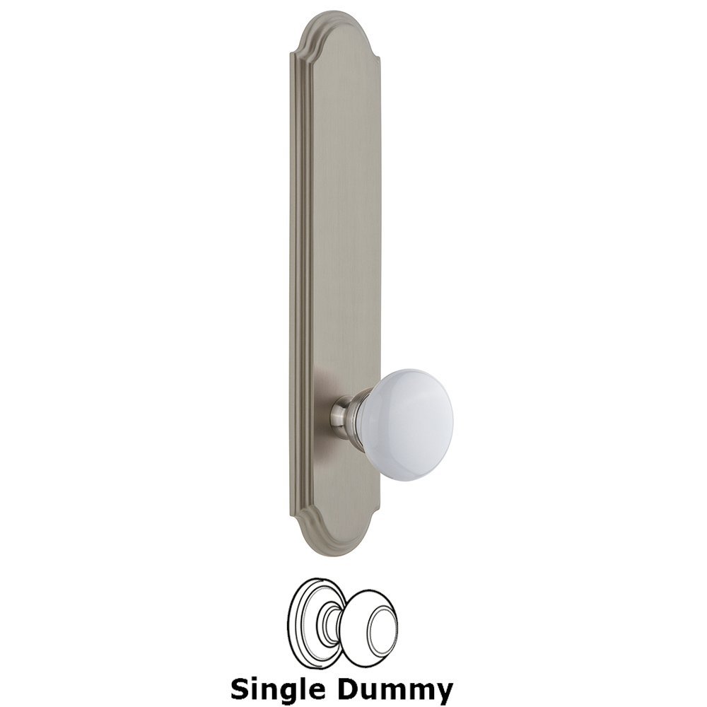 Grandeur Tall Plate Dummy with Hyde Park Knob in Satin Nickel