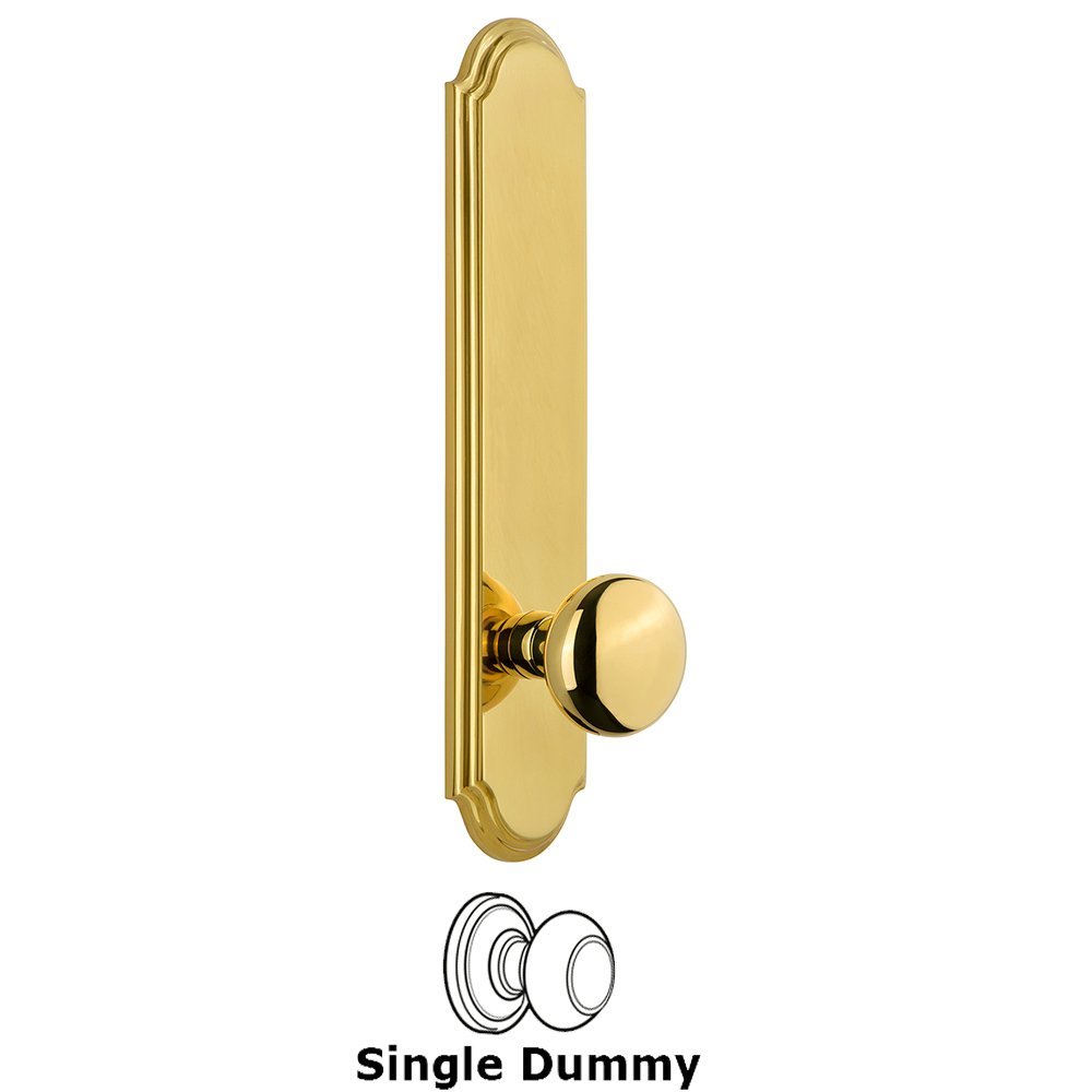 Grandeur Tall Plate Dummy with Fifth Avenue Knob in Polished Brass