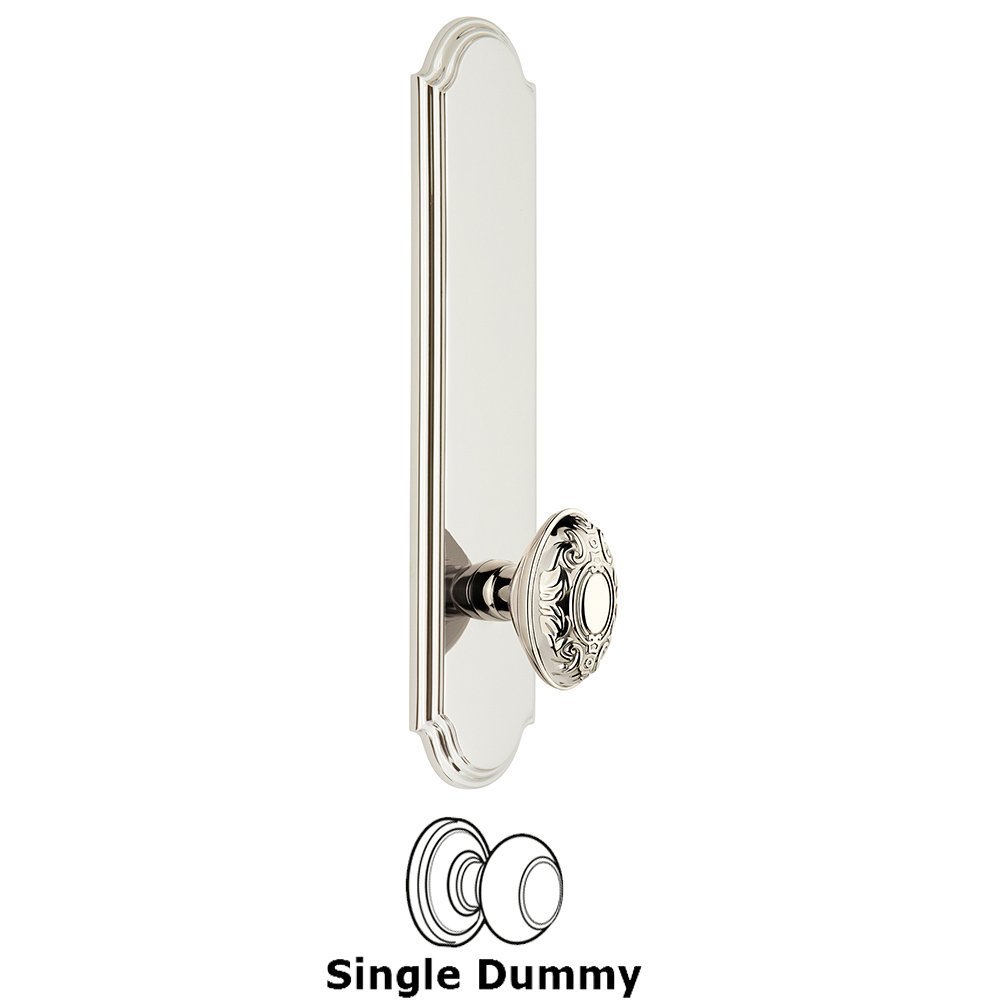 Grandeur Tall Plate Dummy with Grande Victorian Knob in Polished Nickel