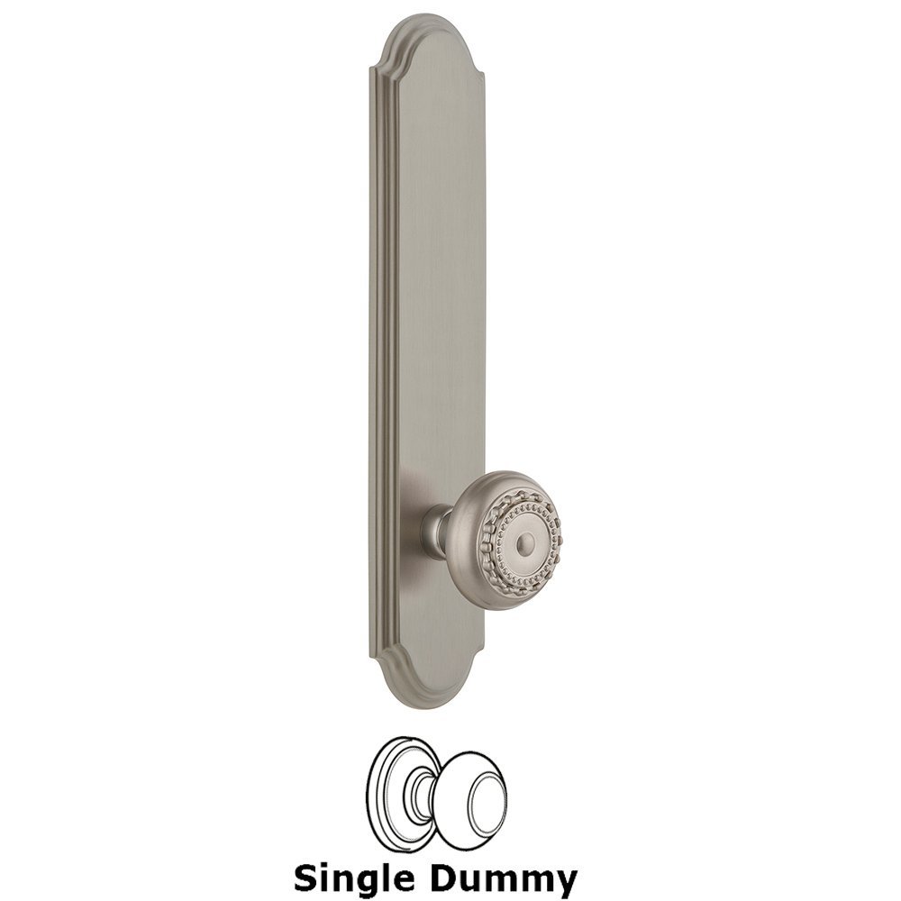 Grandeur Tall Plate Dummy with Parthenon Knob in Satin Nickel
